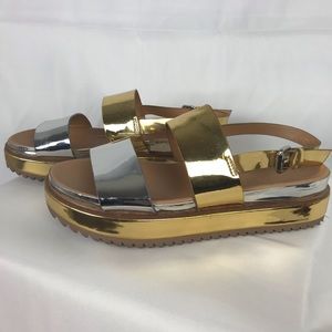 Zara Metallic Platform Sandals